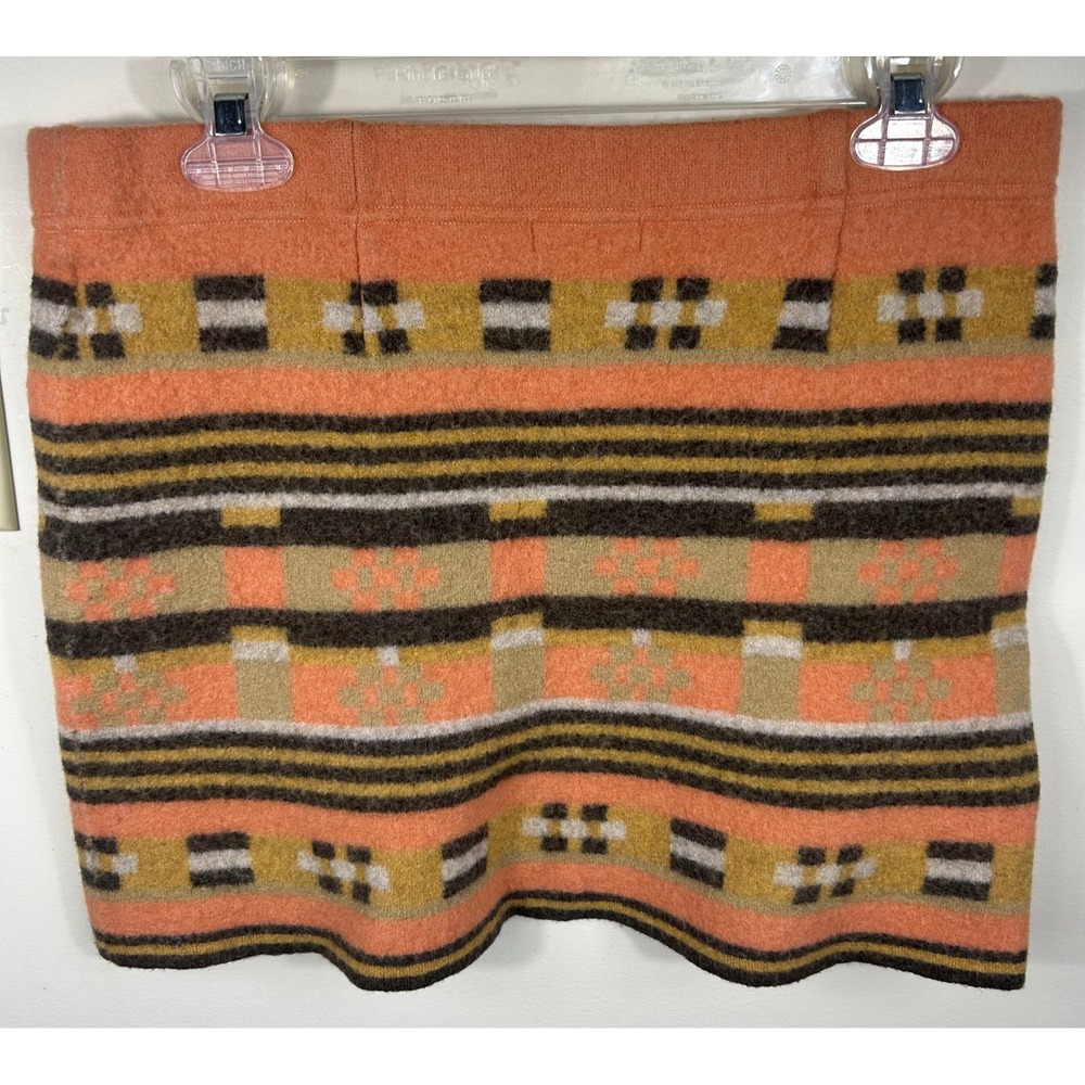 Toad&Co Merino Wool Heartfelt Sweater‎ Skirt Womens M Orange Fair Isle Earthy